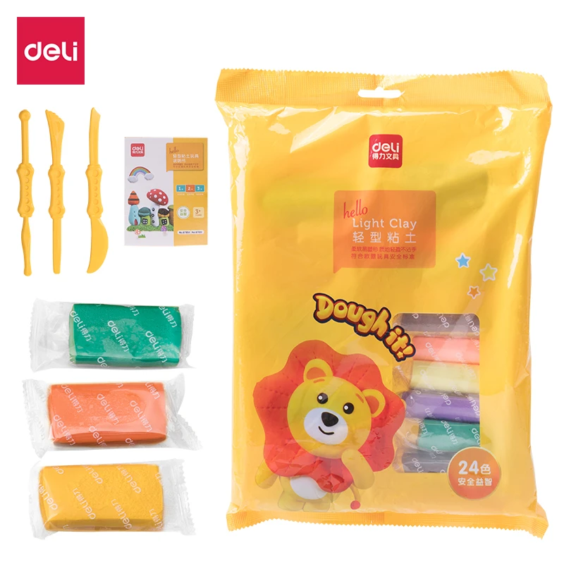 Deli/得力67851-24色袋装轻型粘土(黄)(袋)