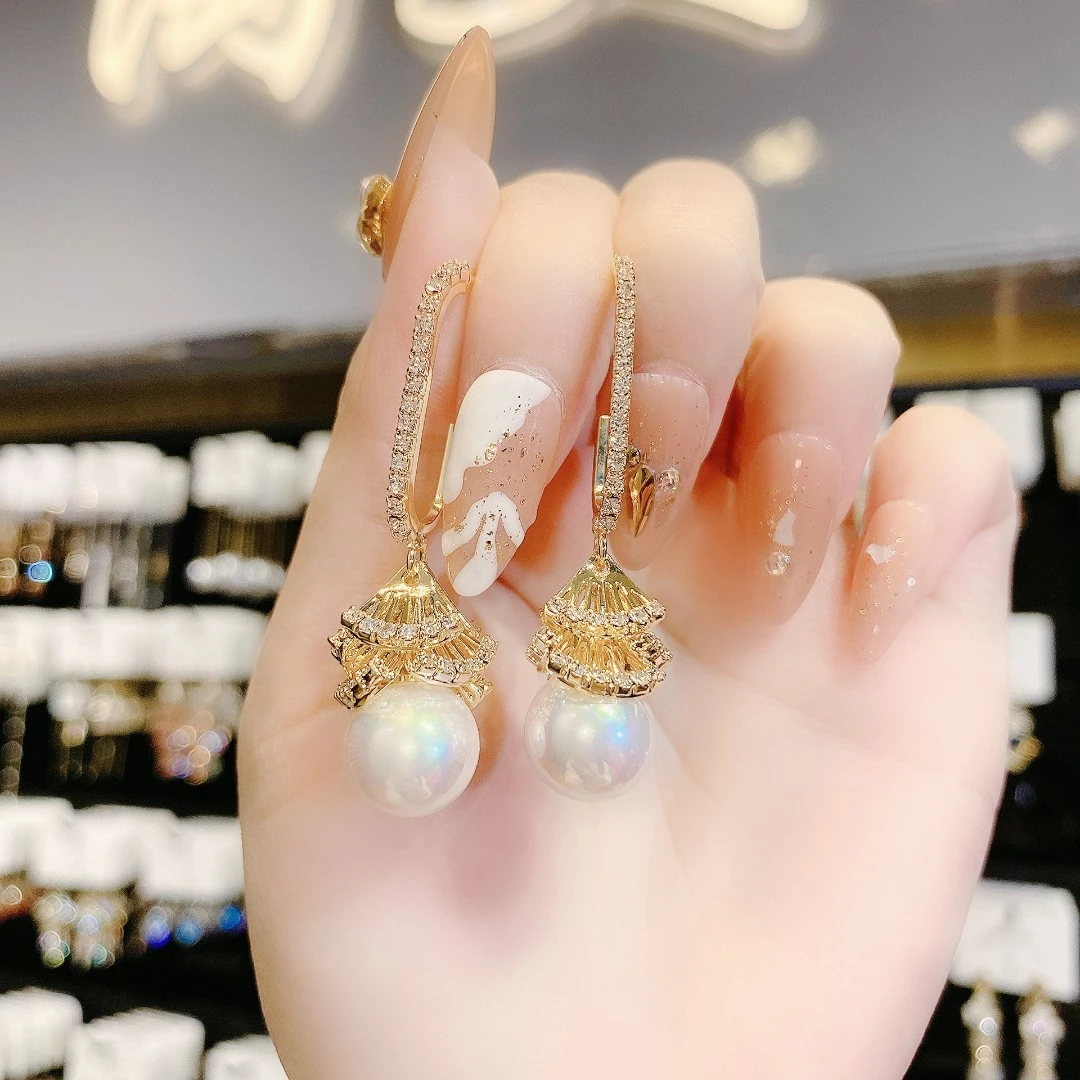 铜合金耳饰 新款潮小裙子珠珠法式气质轻奢时尚简约流苏耳环G112