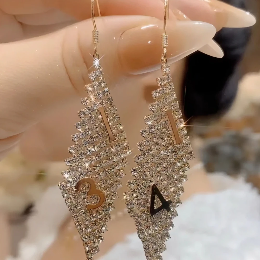 铜合金耳饰 一生一世金色耳环超闪时尚满钻款轻奢气质精致百搭g33