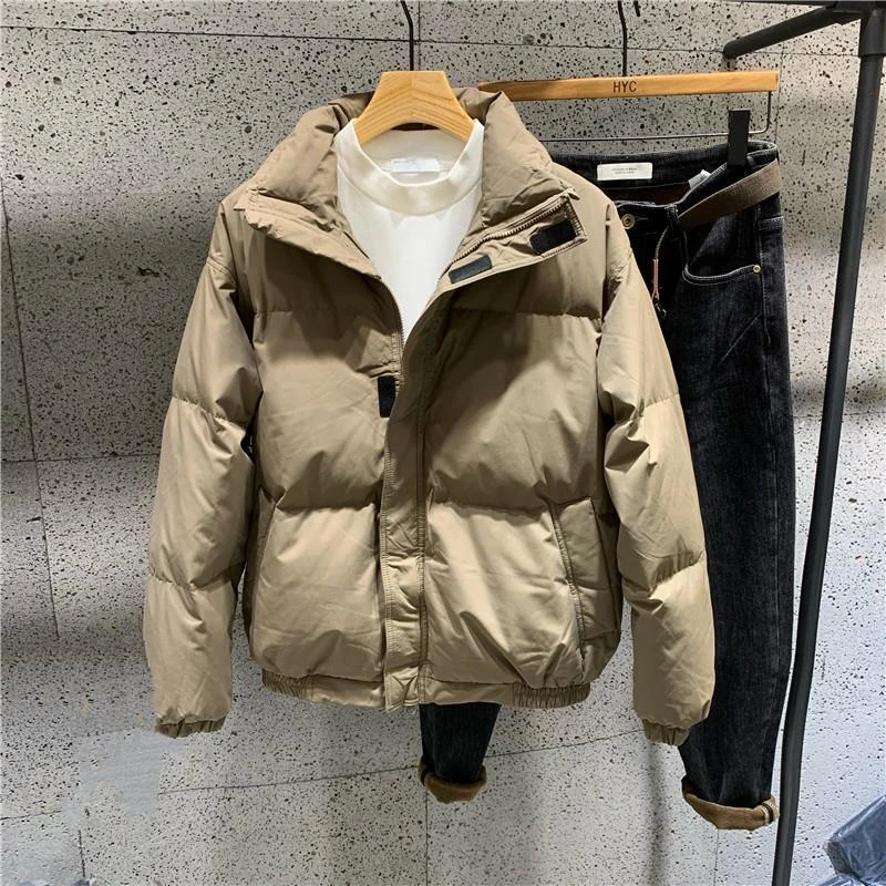 冬季羽绒服新款立领男士纯色棉服时尚潮流宽松百搭外套加厚面包服
