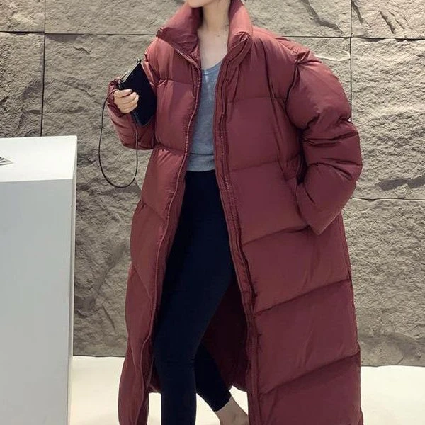 长款棉服女2024新款超长过膝到脚踝羽绒棉服加厚大被子冬外套棉衣