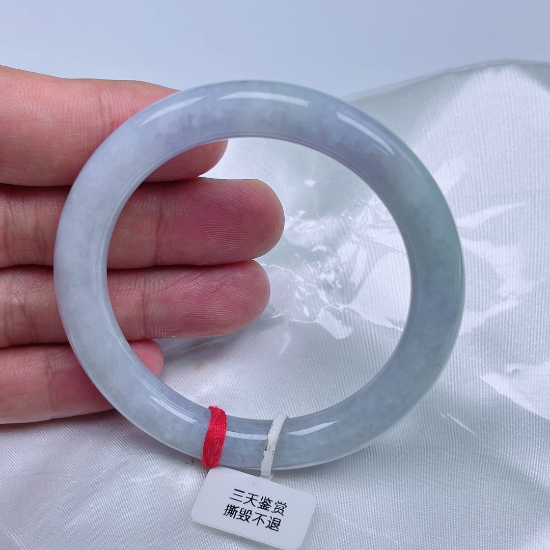 缅甸天然A货翡翠紫罗兰圆条手镯55.7圈口