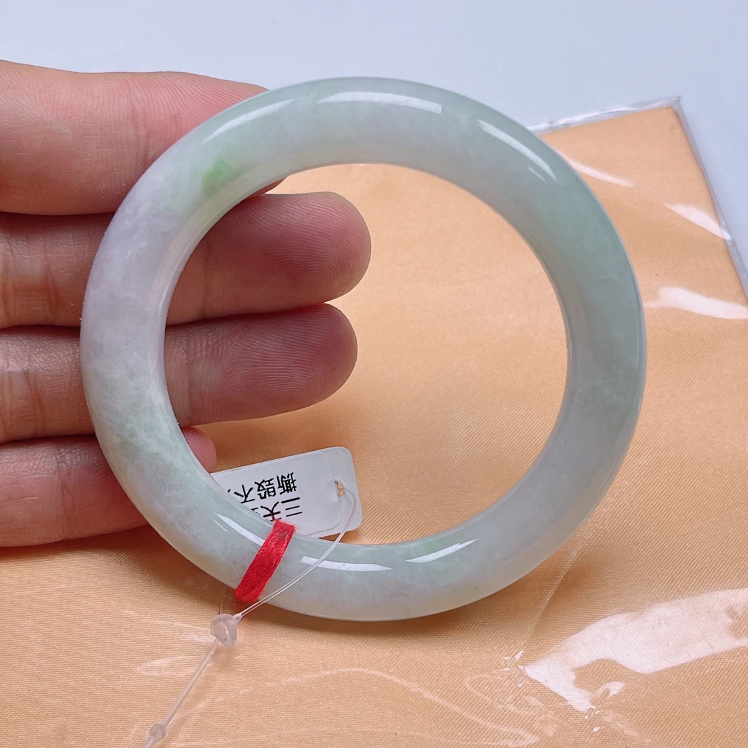 天然缅甸a货翡翠圆条手镯55.9圈口