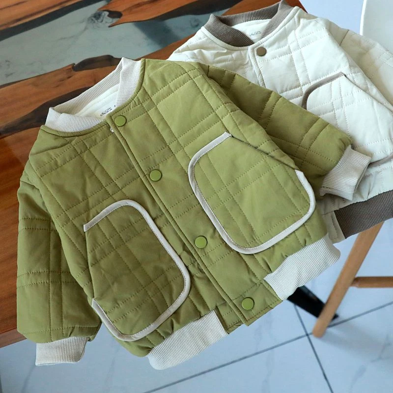宝宝秋冬童装新款上衣男童女童加绒外套儿童韩版冬季轻薄棉衣1889