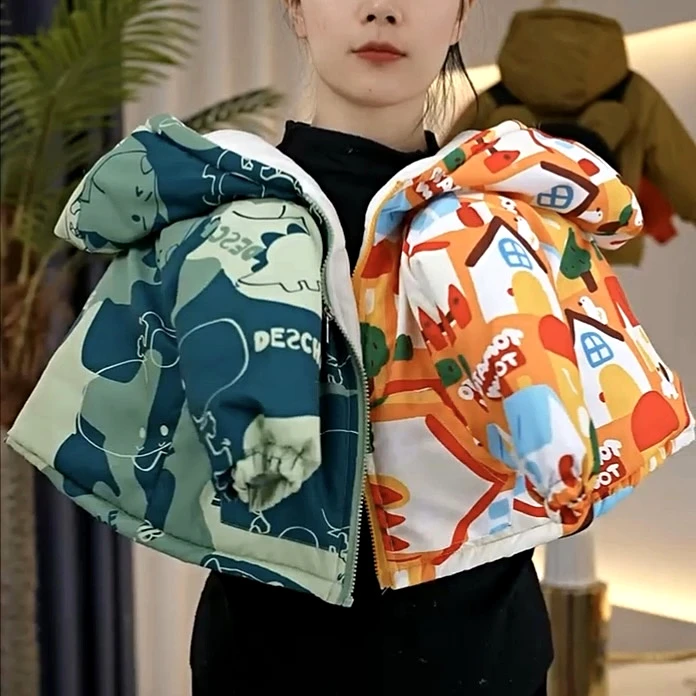 冬季童装宝宝上衣男童女童连帽加绒风衣儿童深秋加厚外套