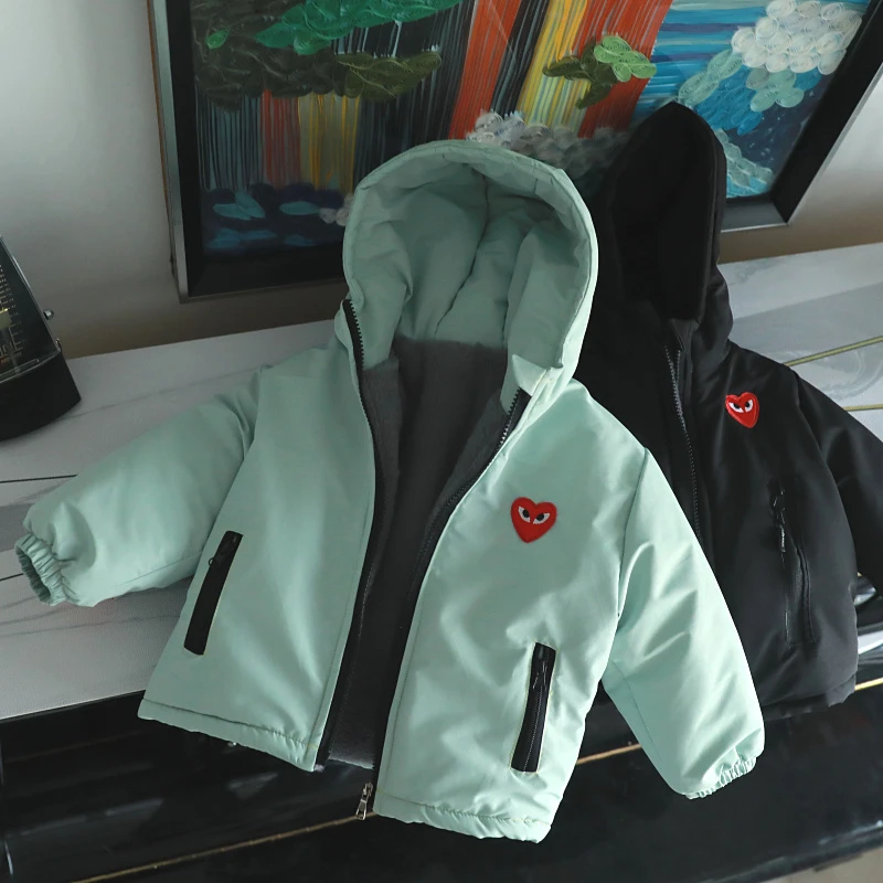 宝宝秋冬童装上衣男童加绒棉衣儿童冬季加厚连帽棉服外套1966