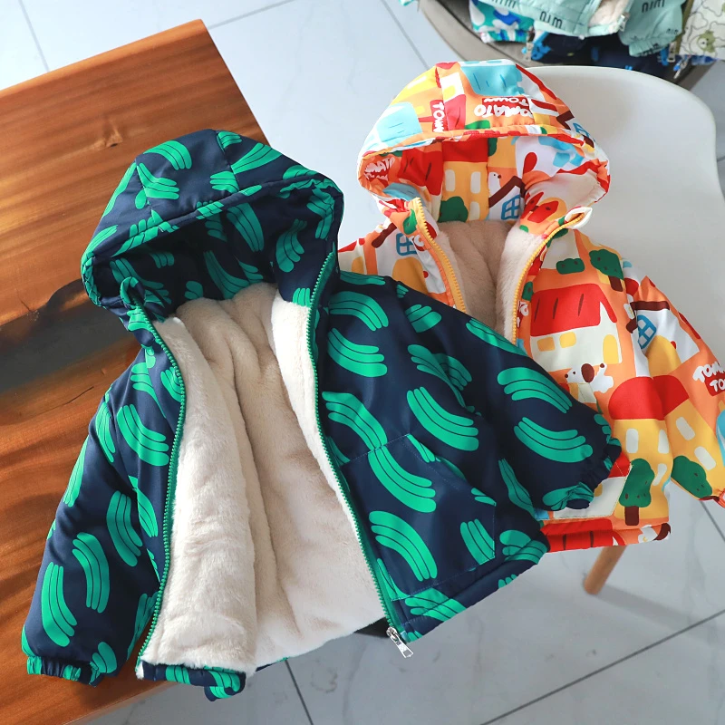 宝宝童装秋冬上衣男童女童加绒加厚棉衣儿童冬季加厚保暖棉服1965