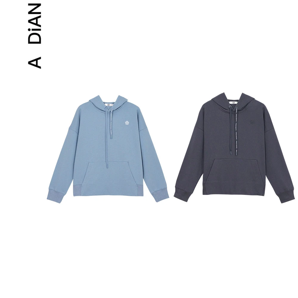 彩蛋<樱花季>100棉刺绣落肩连帽休闲时尚百搭宽松长袖女士卫衣