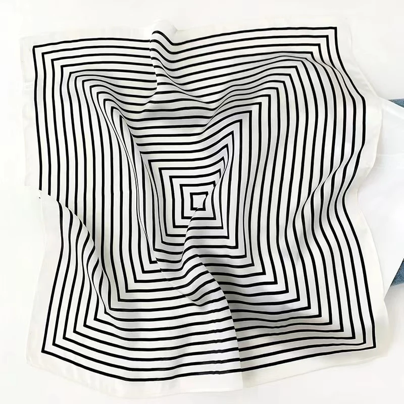 Love is long《经典条纹》100%桑蚕丝丝巾春秋真丝68简约风方巾女