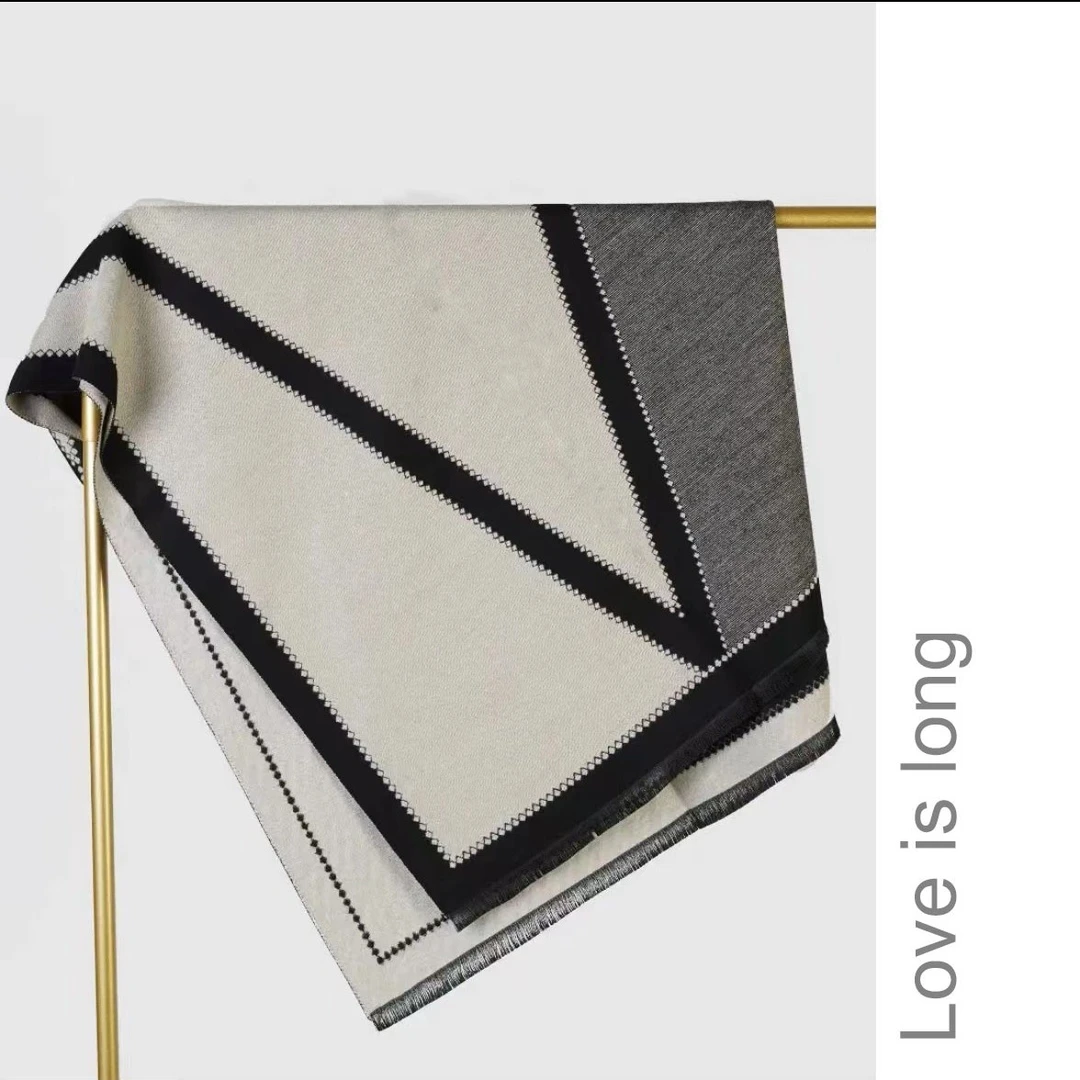 【粉丝专享】“大V围巾”时尚拼色轻奢披肩190*65cm长巾百搭保暖