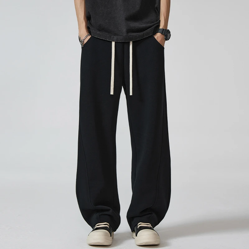 秋冬季百搭抽绳垂感潮流弯刀裤宽松运动卫裤男士大码香蕉休闲裤男