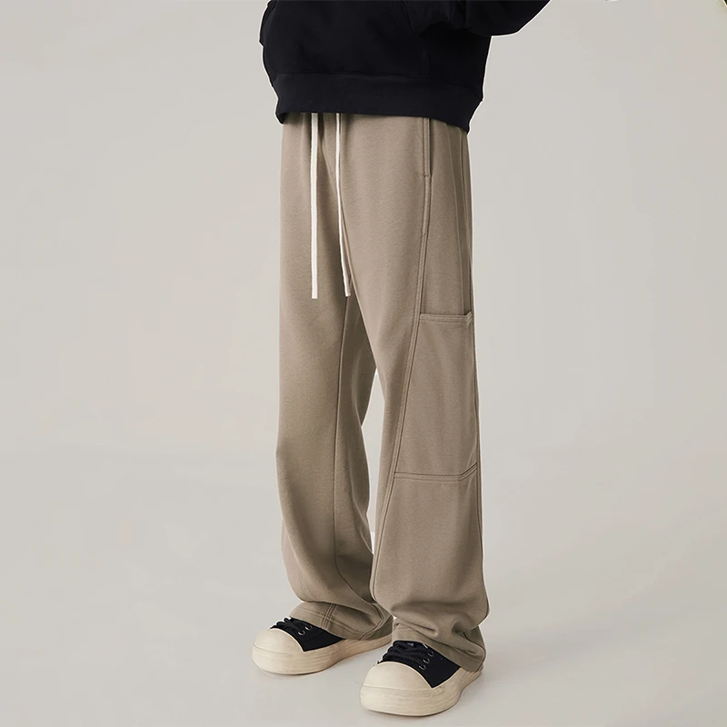2025春季美式高街休闲裤男重磅卫裤cleanfit宽松直筒垂感潮流长裤