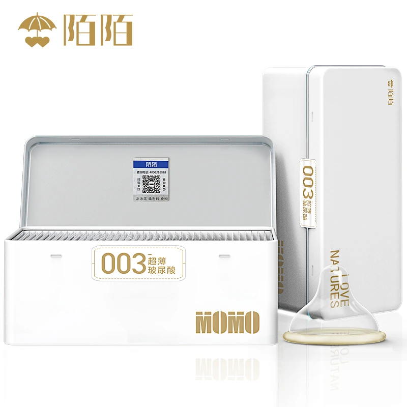 陌陌超薄0.03mm润滑玻尿酸免洗透薄天然橡胶胶乳男用避孕套byt