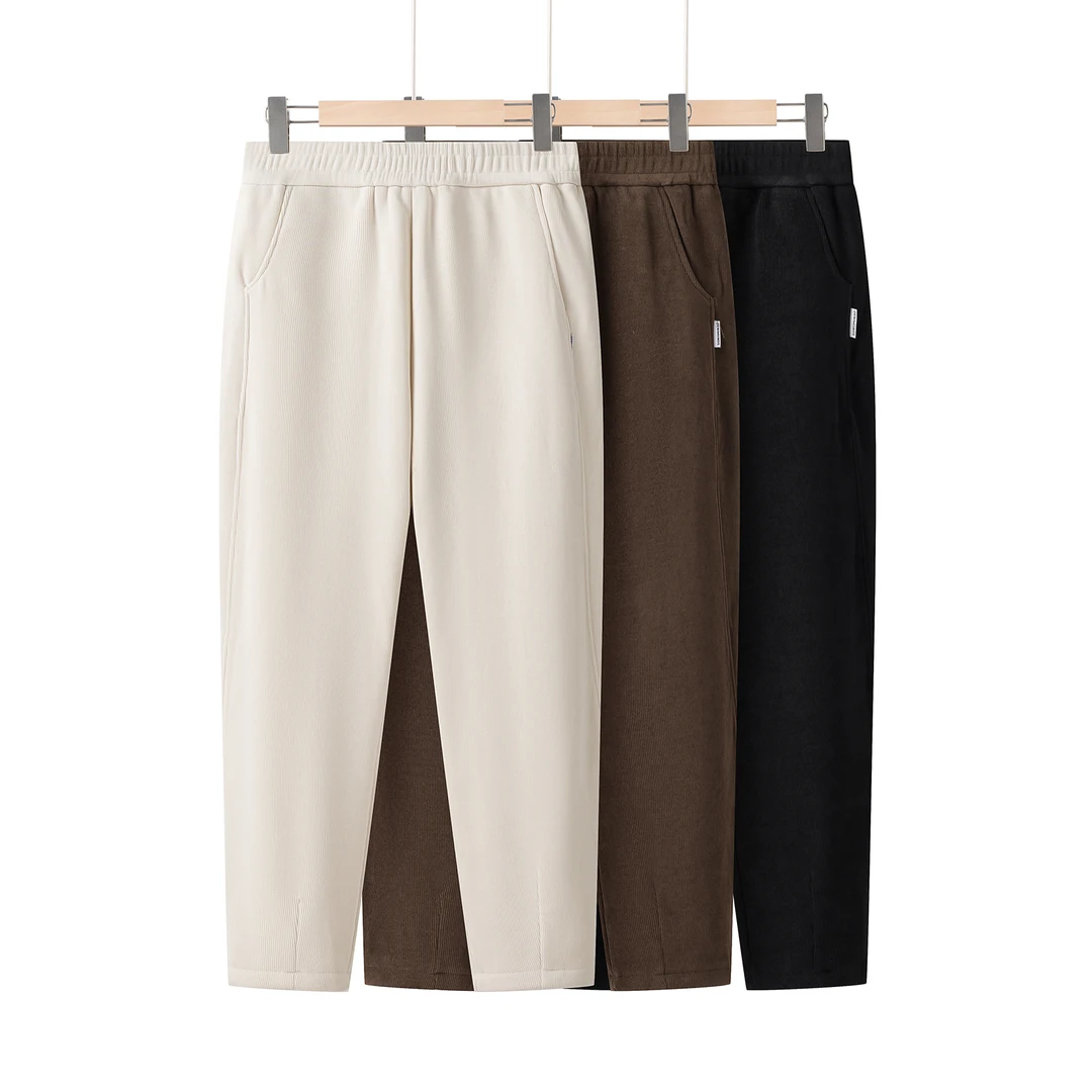 卡洛町大码女装110-210冬季新款休闲百搭加绒松紧腰萝卜裤9998