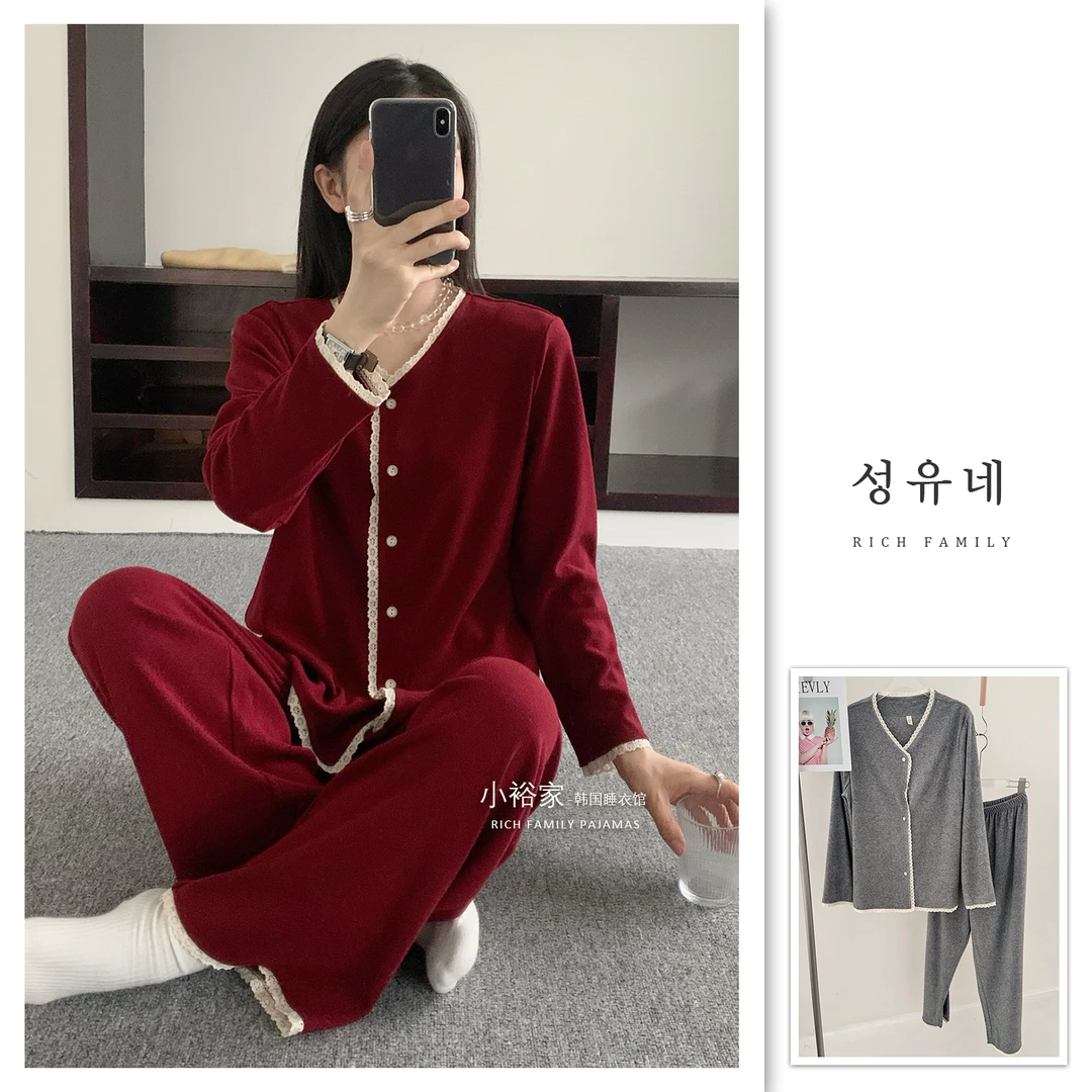 安哥拉红/气质款/韩国ins爆款/秋季女睡衣/时尚洋气家居服82253
