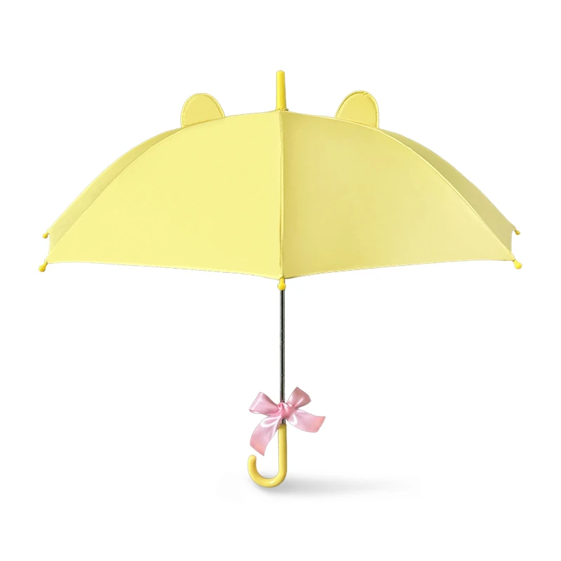 立体耳朵小黄伞遮阳防晒防紫外线太阳伞学生可爱长柄雨伞晴雨两用
