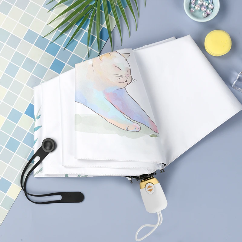 猫之四季全自动雨伞女晴雨两用高颜值黑胶遮阳防晒防紫外线太阳伞