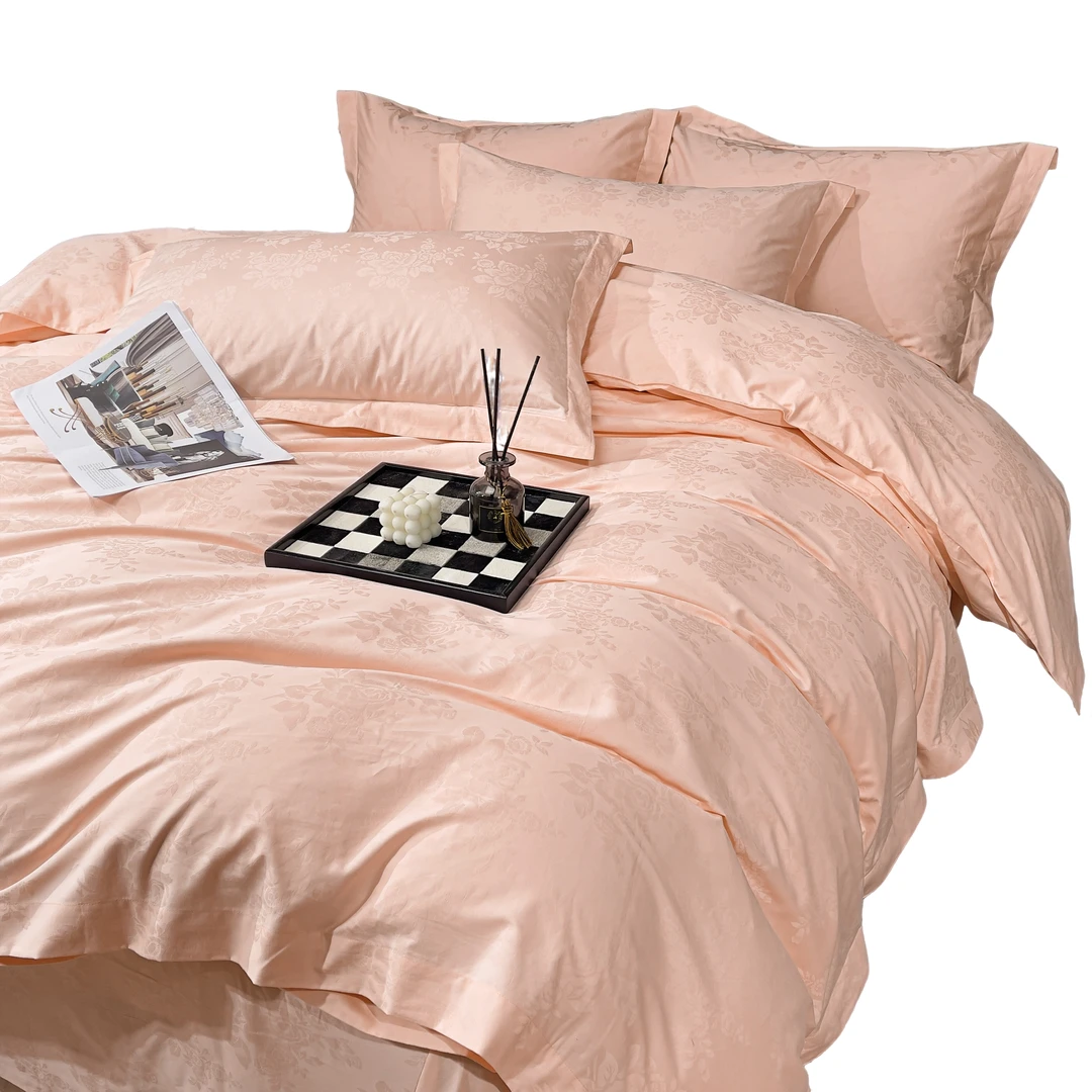 【棉奈儿2号店】牡丹花四件套全棉简约提花星级民宿家用高档四件套