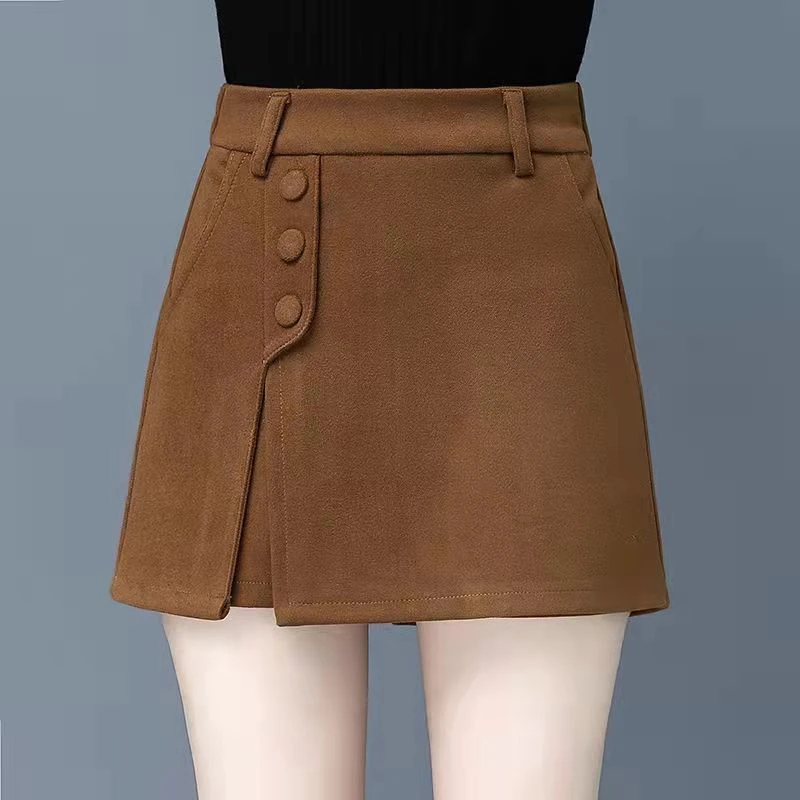 假两件短裤女秋冬外穿高腰2025年新款a字洋气半身裙休闲阔腿裤裙