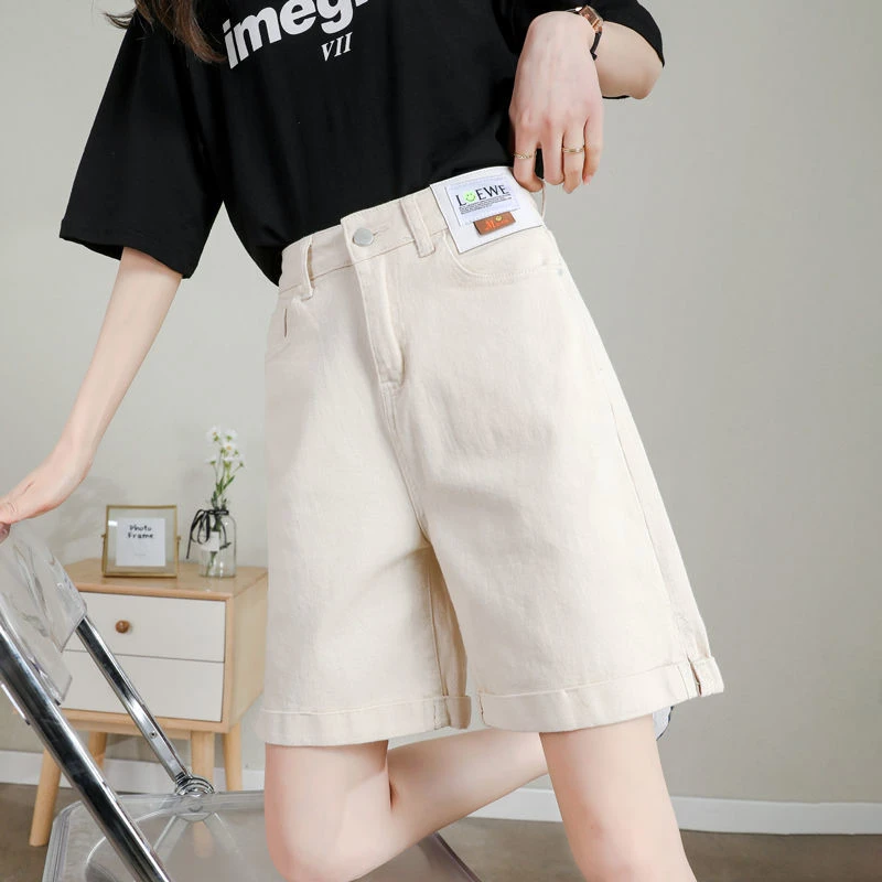 高腰五分短裤女2025夏季新款薄款显瘦直筒百搭休闲阔腿时尚短裤潮