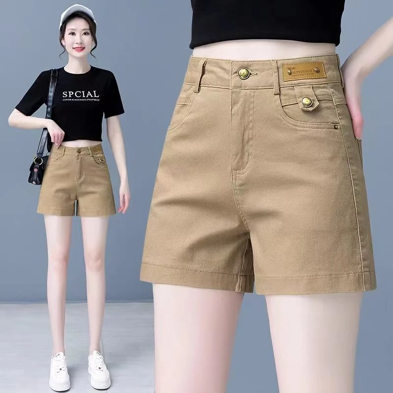 短裤女夏季2025年新款高腰宽松显瘦弹力a字休闲外穿薄款阔腿热裤
