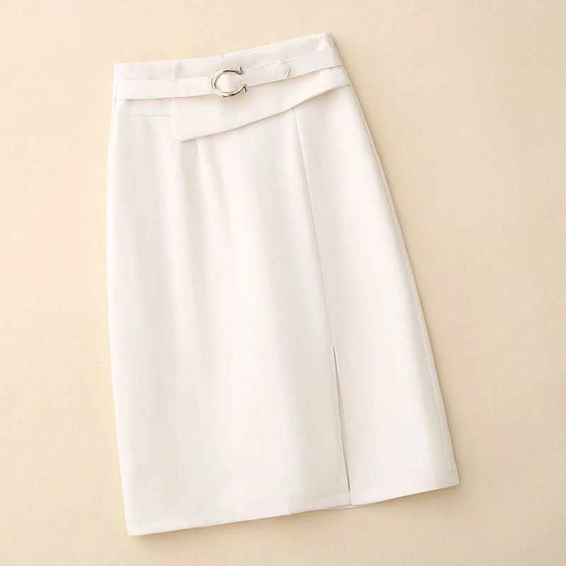 西装半身裙女2025春夏新款中长款百搭时尚职业高腰开叉包臀一步裙