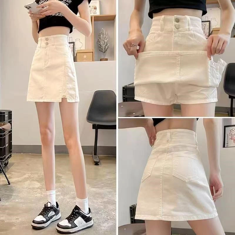 2025年爆款春夏季短裙半身裙白色牛仔裙女新款百搭裤裙洋气港风潮
