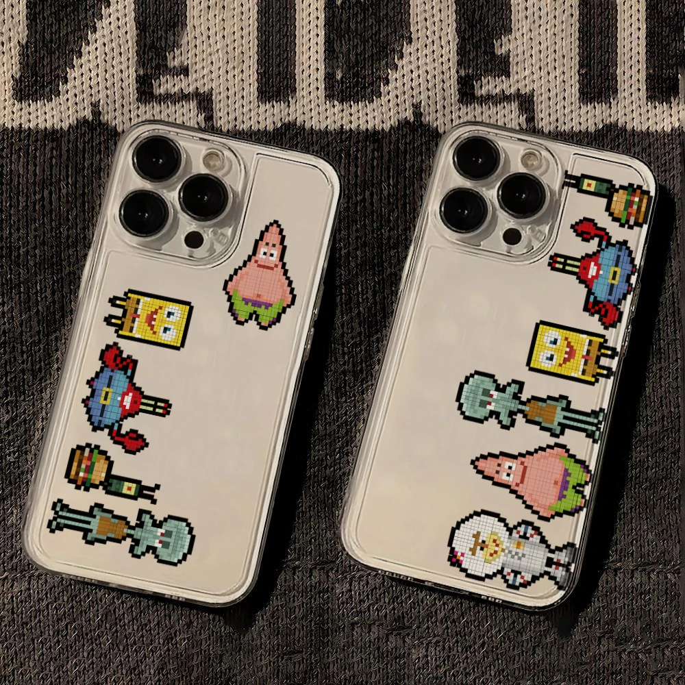 像素派大星苹果13透明手机壳iPhone14卡通15全包12防摔11软xs套xr