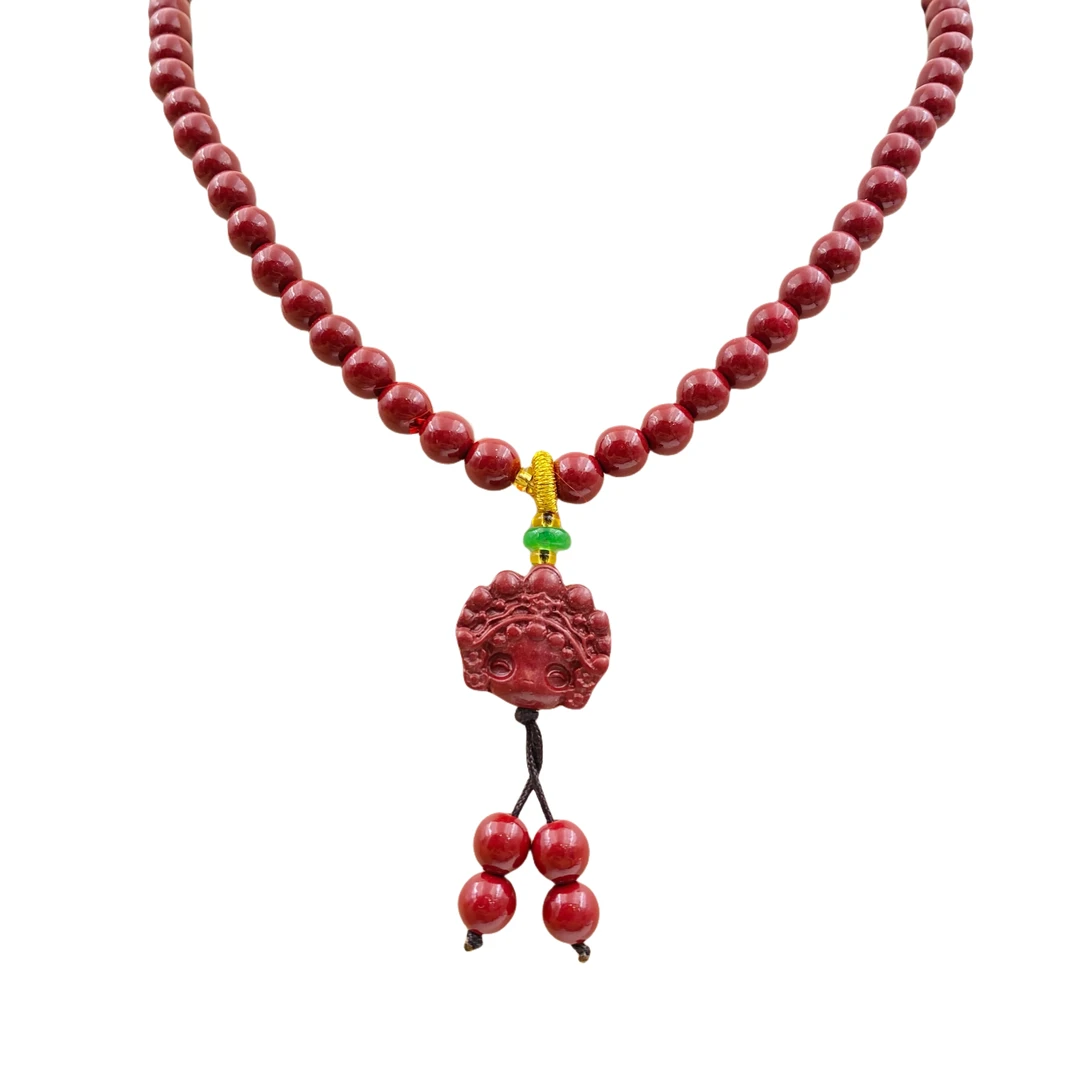 天然辰砂朱砂国风复古项链X595X
