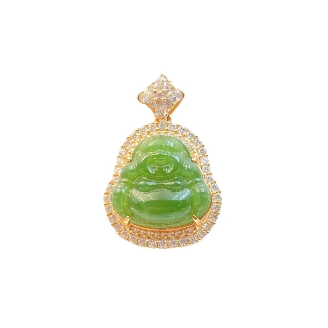 和田玉碧玉大肚佛公吊坠 y302X