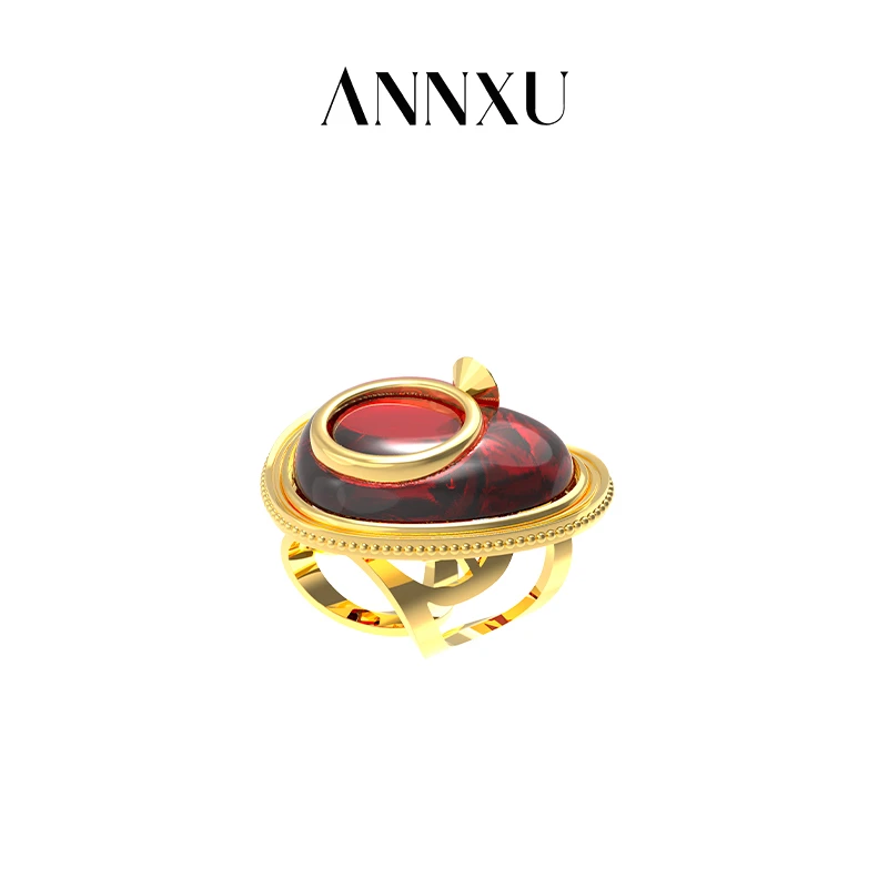 ANNXU 铜合金戒指 【限定礼物】夸张节日限定爱心戒指小众时尚