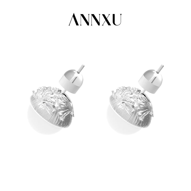 ANNXU 铜合金耳饰 松影月映系列松浮雕耳钉时尚简约轻奢小众小巧