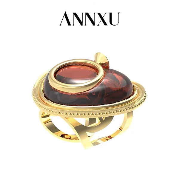 ANNXU 铜合金树脂戒指 原创七夕节日限定爱心戒指