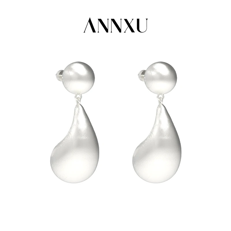 ANNXU 铜合金耳饰 水纹系列水滴耳环金色银色耳饰耳钉