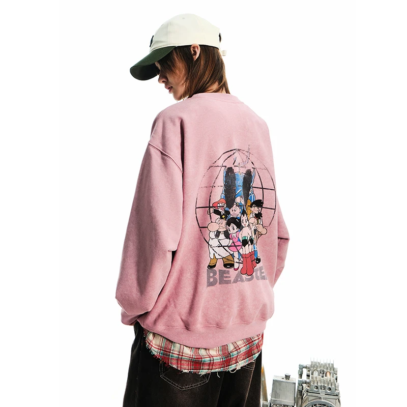 【铁臂阿童木联名】BEASTER做旧水洗抓绒面料卫衣男女情侣装上衣