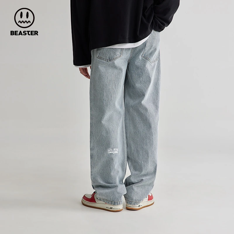 BEASTER小潮流基础款字母港风牛仔裤新款长裤男
