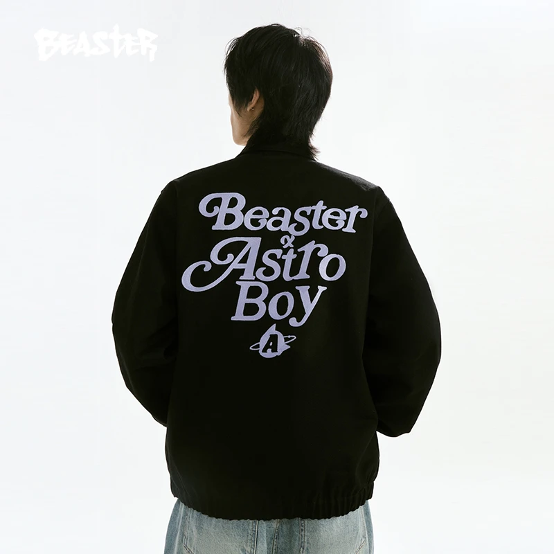 【铁臂阿童木联名】BEASTER时尚字母立领夹克复古刺绣上衣长袖