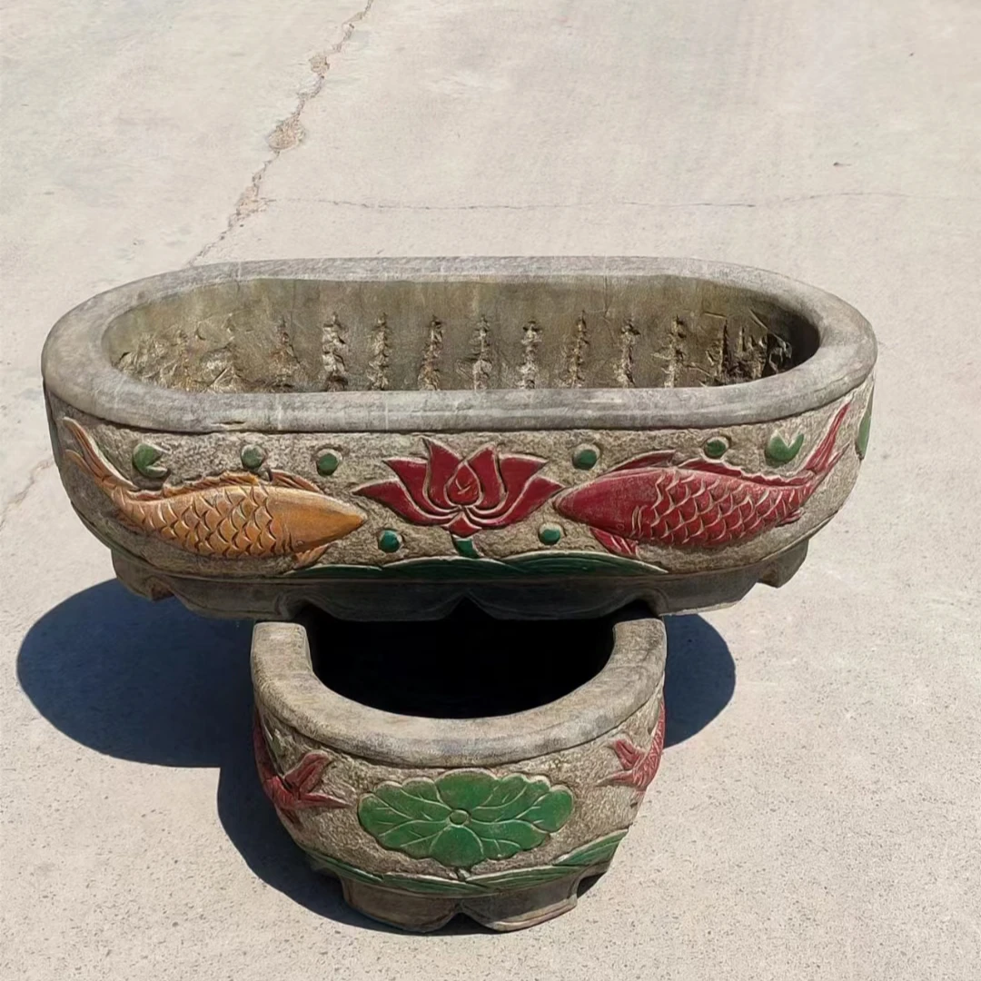 复古青石槽室内外水槽养花水塔