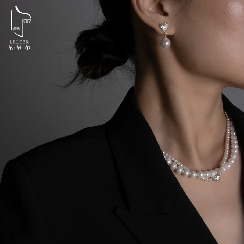 925银仿珍珠耳饰 勒勒尔吉祥结元素爱心饰品百搭轻奢气质银饰优雅