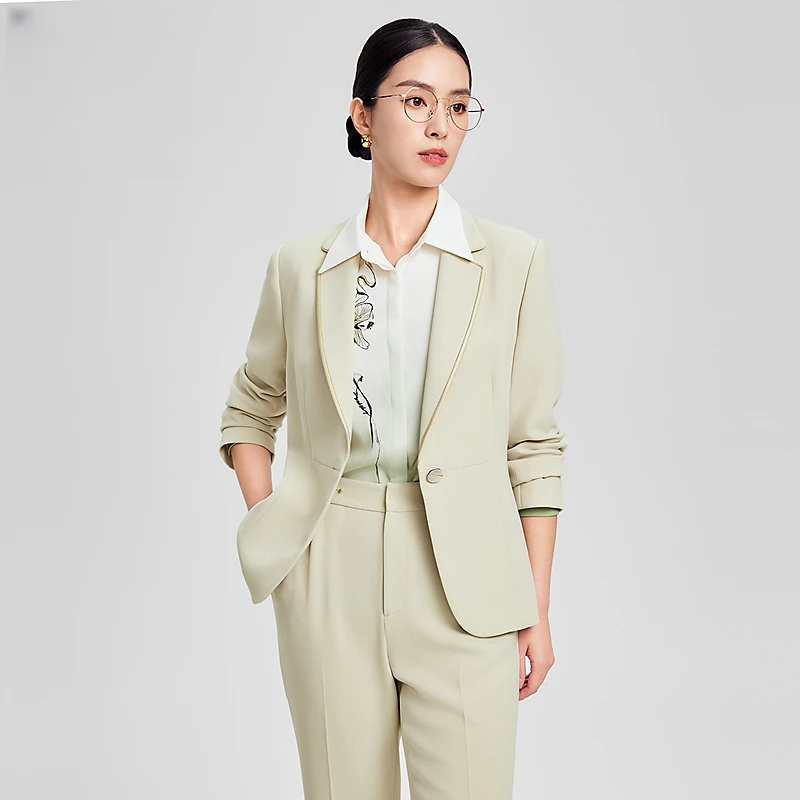 赢智尚新款豆绿色长袖X型修身中款西装套装ZA-ZA01831