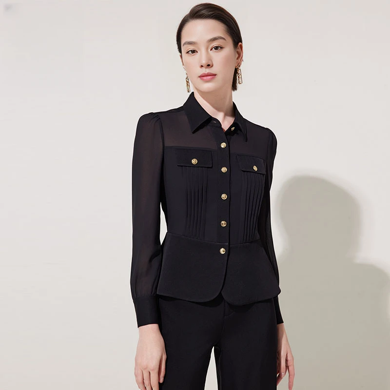 赢智尚2024春新款黑色高端显瘦百搭时尚衬衫女ZA-ZE00936