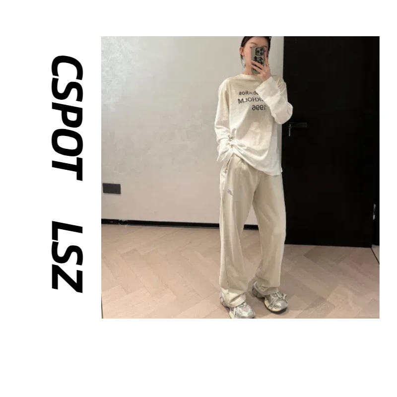 CSPOT 反光两色直筒裤男女同款