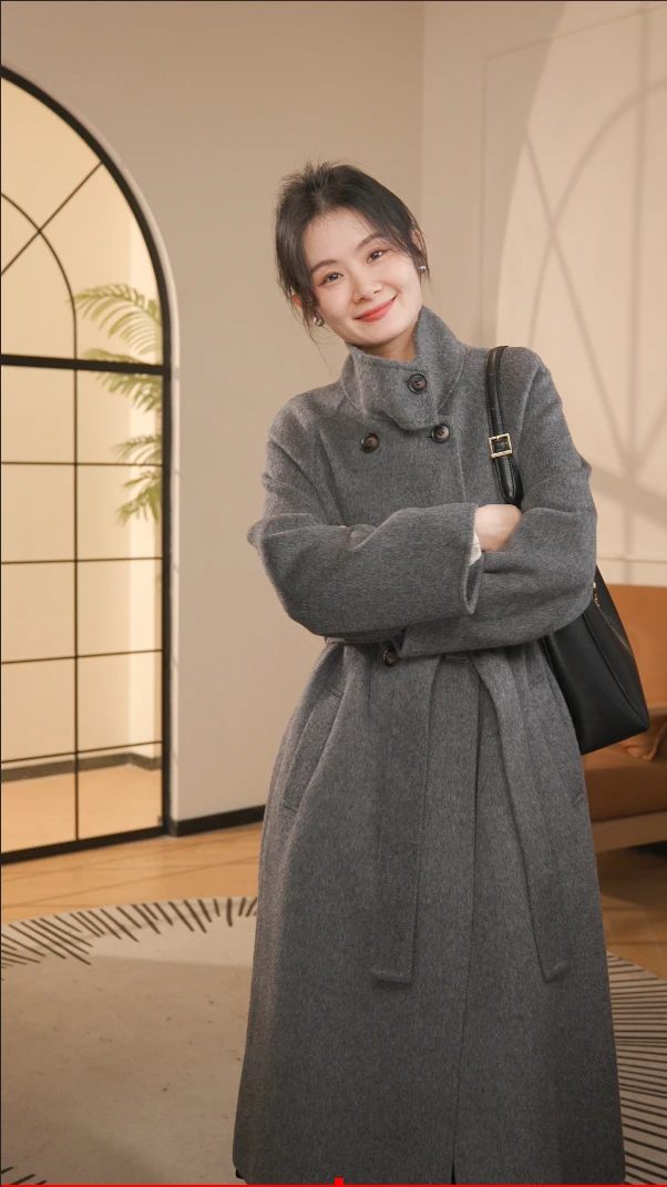 麦子家【韩系立领】100%绵羊毛秋冬新款大衣123