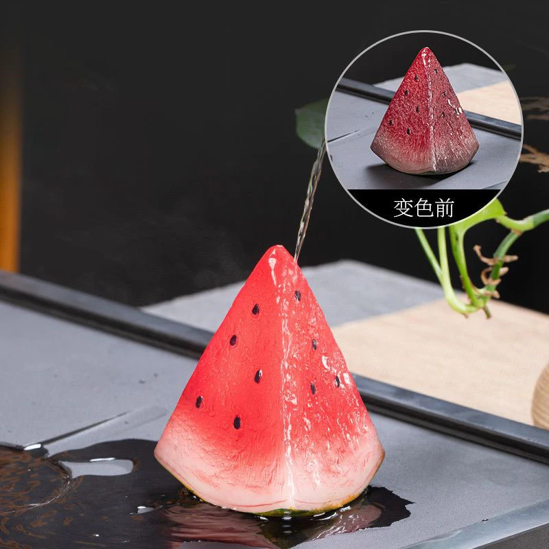 创意西瓜水果茶宠摆件精品可养茶桌茶台功夫茶具茶道配件个性陶瓷