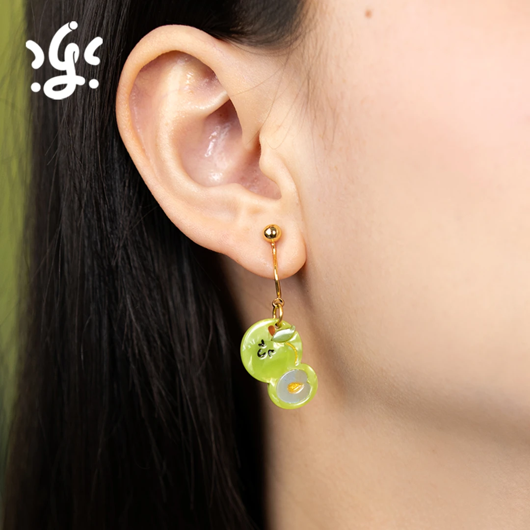 古古楽gugu春夏节气蔬果耳环高级感耳夹简约可爱多巴胺配色耳饰女