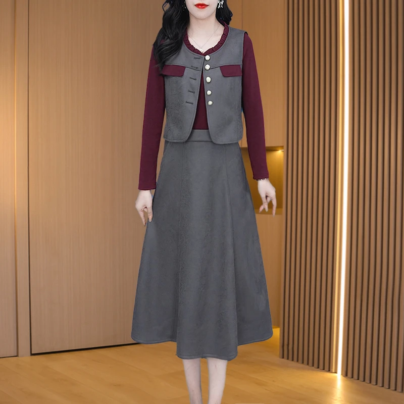 【外套+裙子】21677优雅新款气质时尚套装大气显瘦套裙M-4XL-XHN