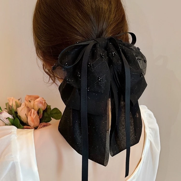 黑色新款高货高马尾夹简约发夹气质网红黑色头饰发饰超仙优雅简约
