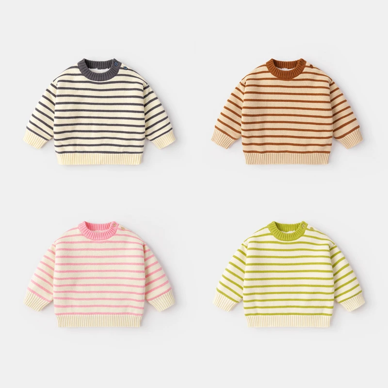 【鸿运当头】【嘟嘟家】男童女宝毛衣条纹针加绒毛衣DSC673DMY101