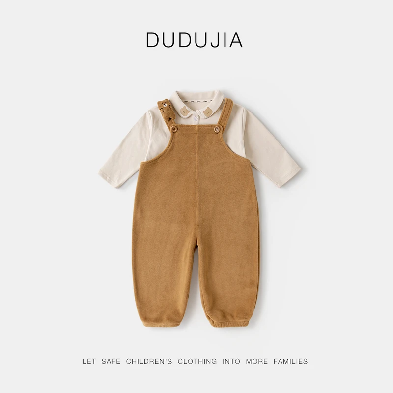 【卡通小熊】现货嘟嘟家婴幼儿新款秋季背带裤卡通可爱套装儿童衣服