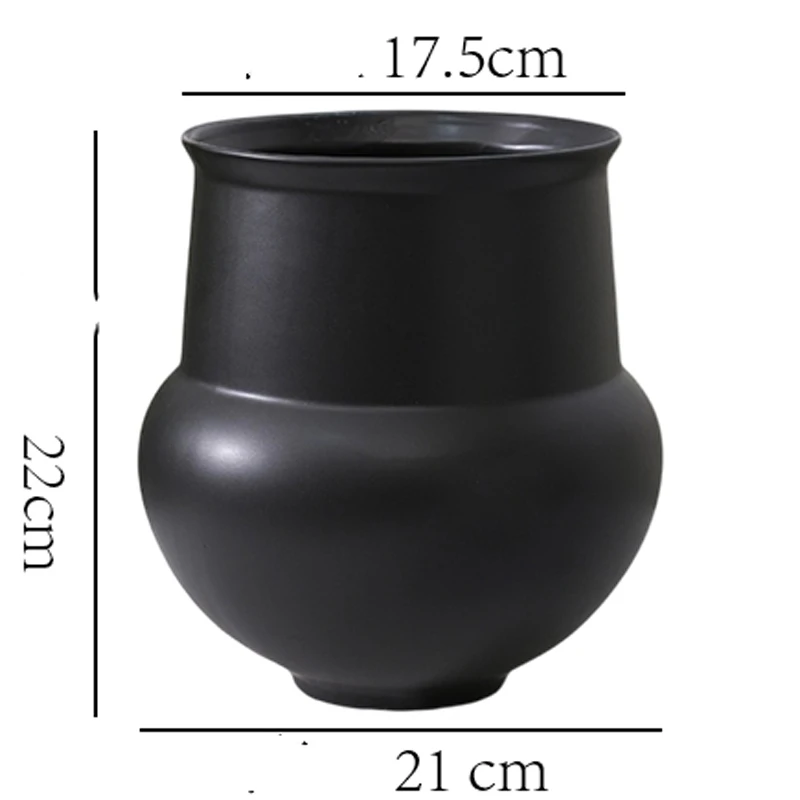【葫芦罐】大号哑光黑高级无孔现代艺术插花陶瓷花瓶花盆（发中通）